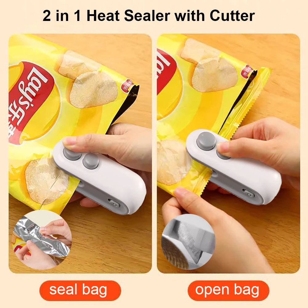 Mini heat sealer for plastic food bags